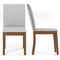 Rubber Wood Linen Fabric Dining Chairs Set of 2 with Nail Head Trim and Cushioned Seats